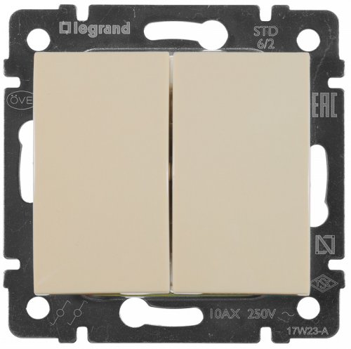 Переключатель без рамки Legrand Valena 2-кл. проходной слоновая кость  картинка